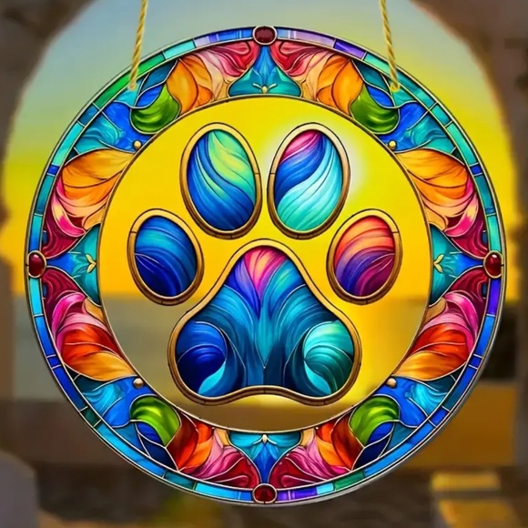 NEW! Pet Rainbow Bridge Memorial Paw Print Sun Catcher! - Picture 4 of 5